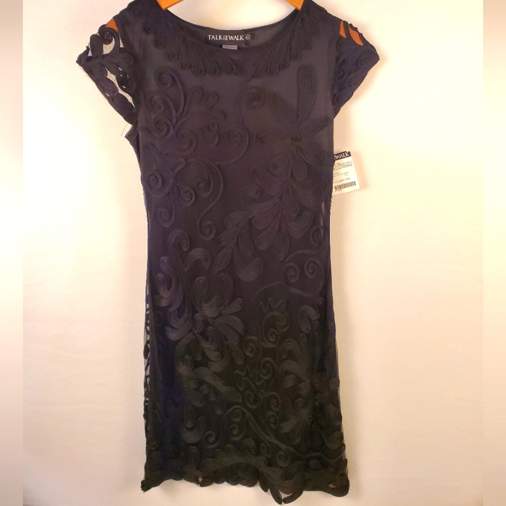 NWT Talk Of The Walk Vintage Women's Black Embroidered 3D Dress 6